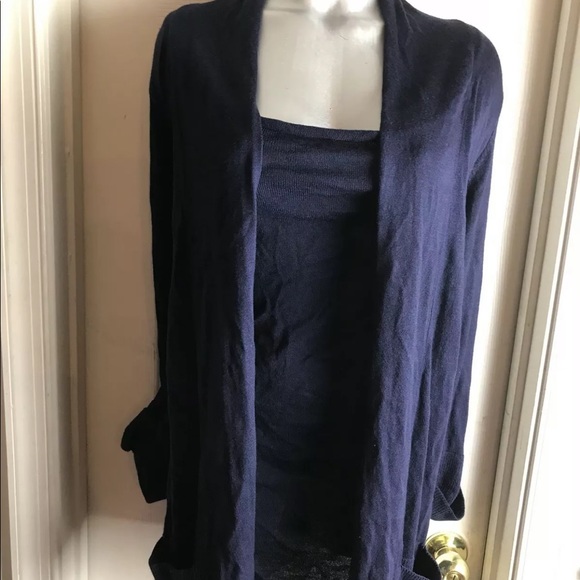 NY COLLECTION 3/4 Tab Slv Blue Cardigan SweaterXL - Picture 2 of 8